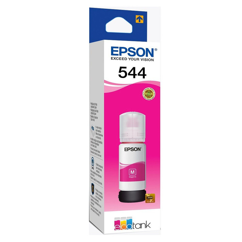 Botella de tinta original Epson 544 de color magenta.