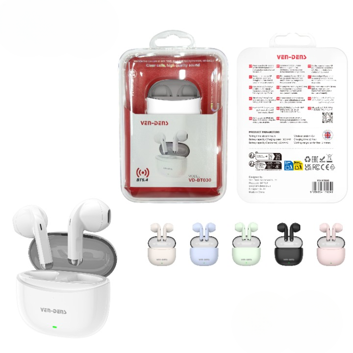 NEN DENS True Wireless Stereo Earphones Bluetooth 5.4 Earbuds BT030 (White