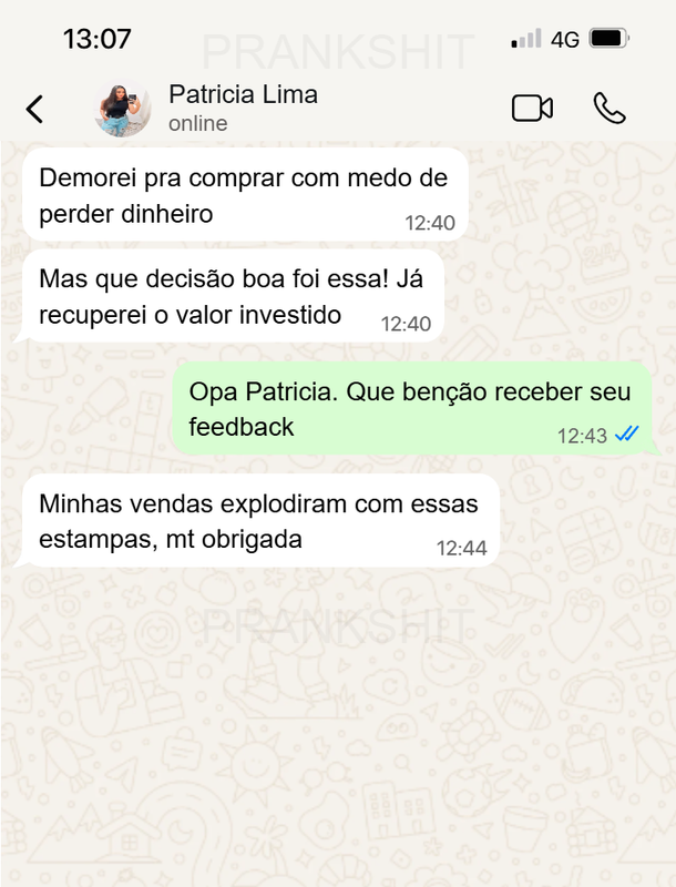 Depoimento de cliente recomendando o pack