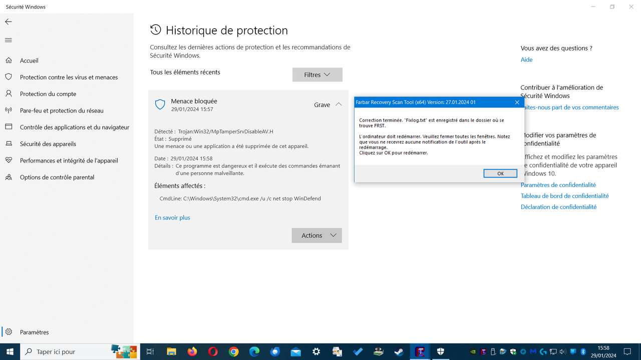 historique de protection nouvelle menace