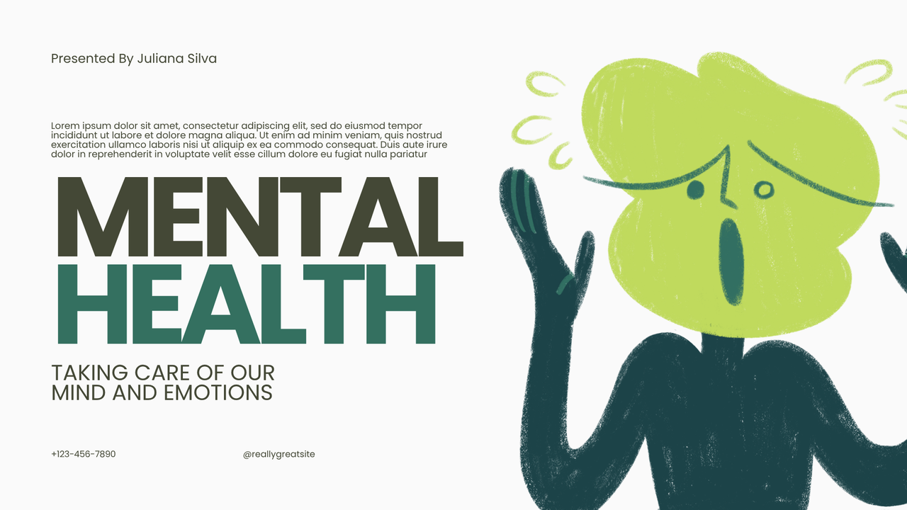 Green Black Illustration Mental Health Presentation