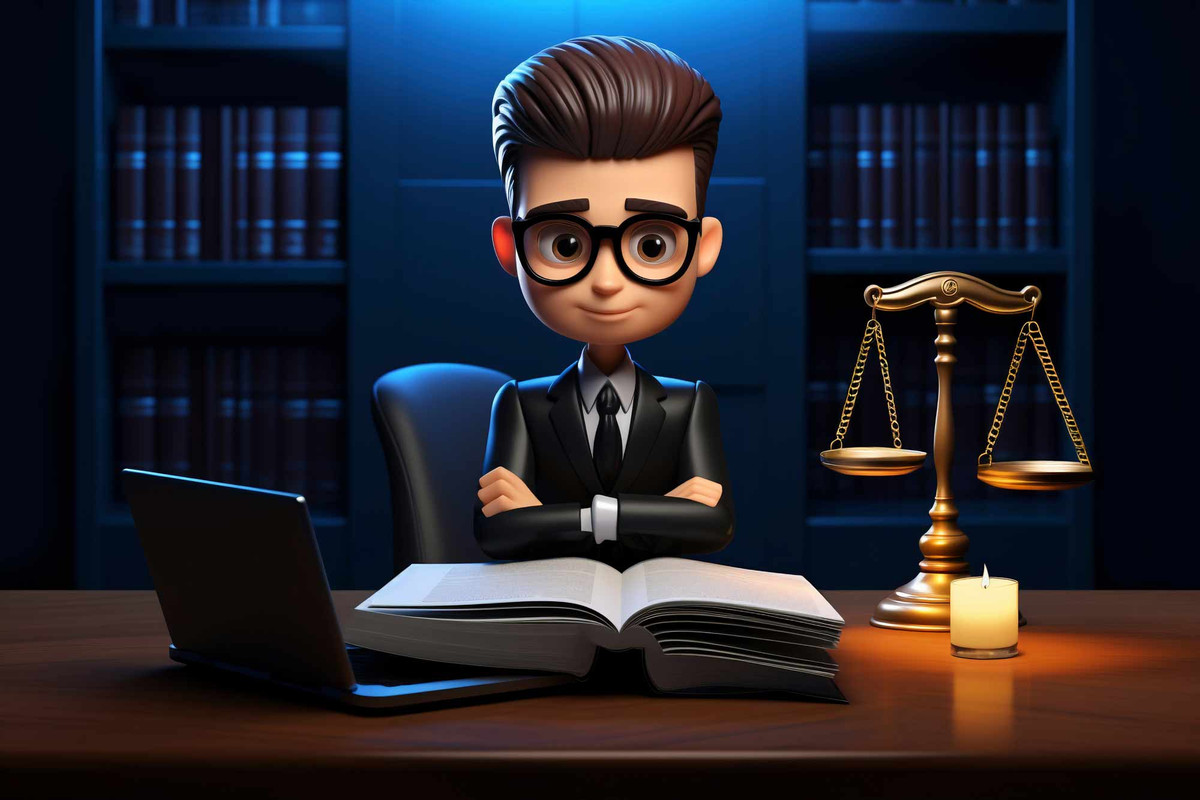 A professional legal setting with a gavel and law books, representing a law firm.
