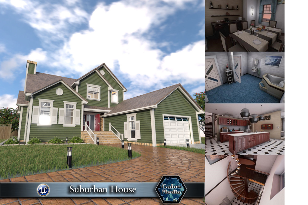 Suburban House Low poly 3 D model Promo