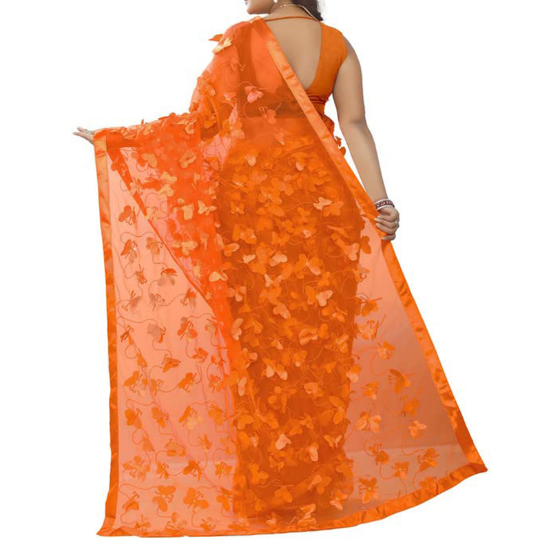 Sarí de mariposa para mujer con pieza de blusa elegante diseñador sari para ropa étnica - Imagen 46 de 48