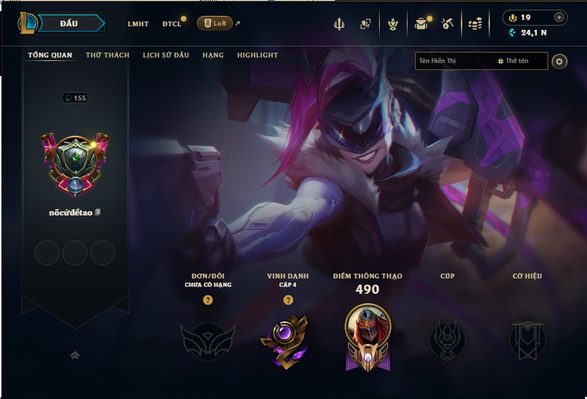 Acc LMHT # - Không Khung