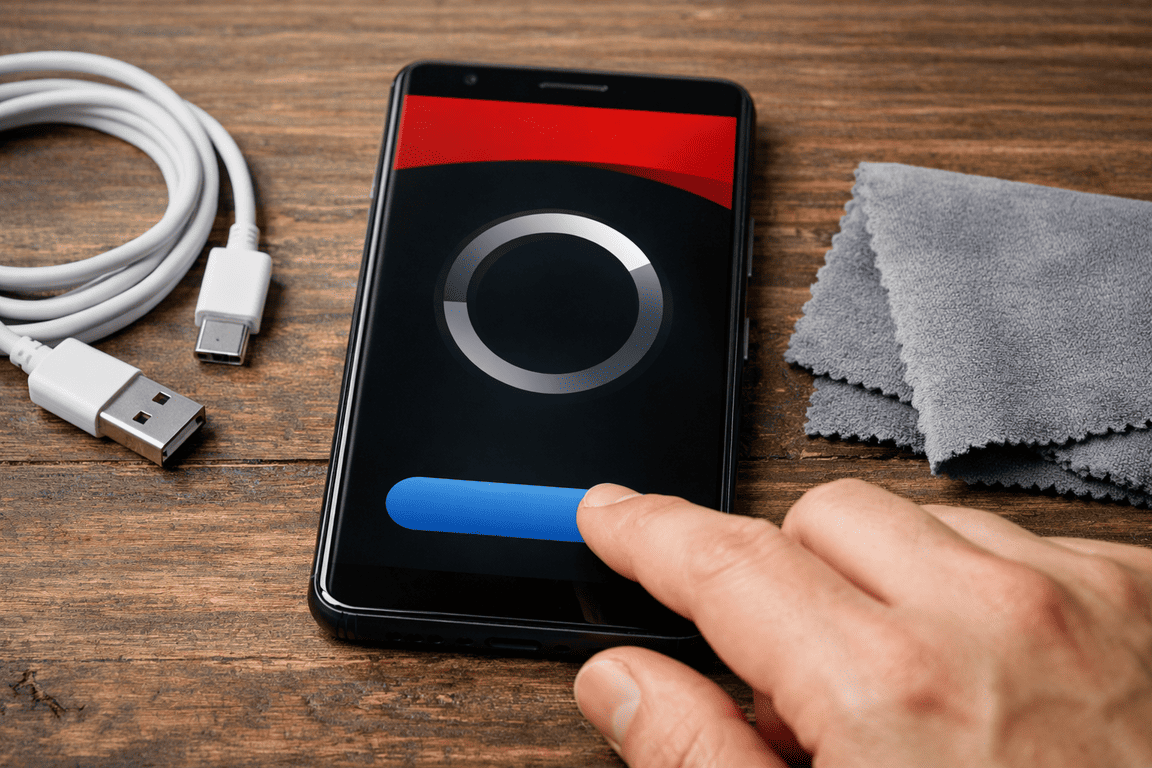 Обновление браузера на смартфоне и экран очистки кэша без надписей