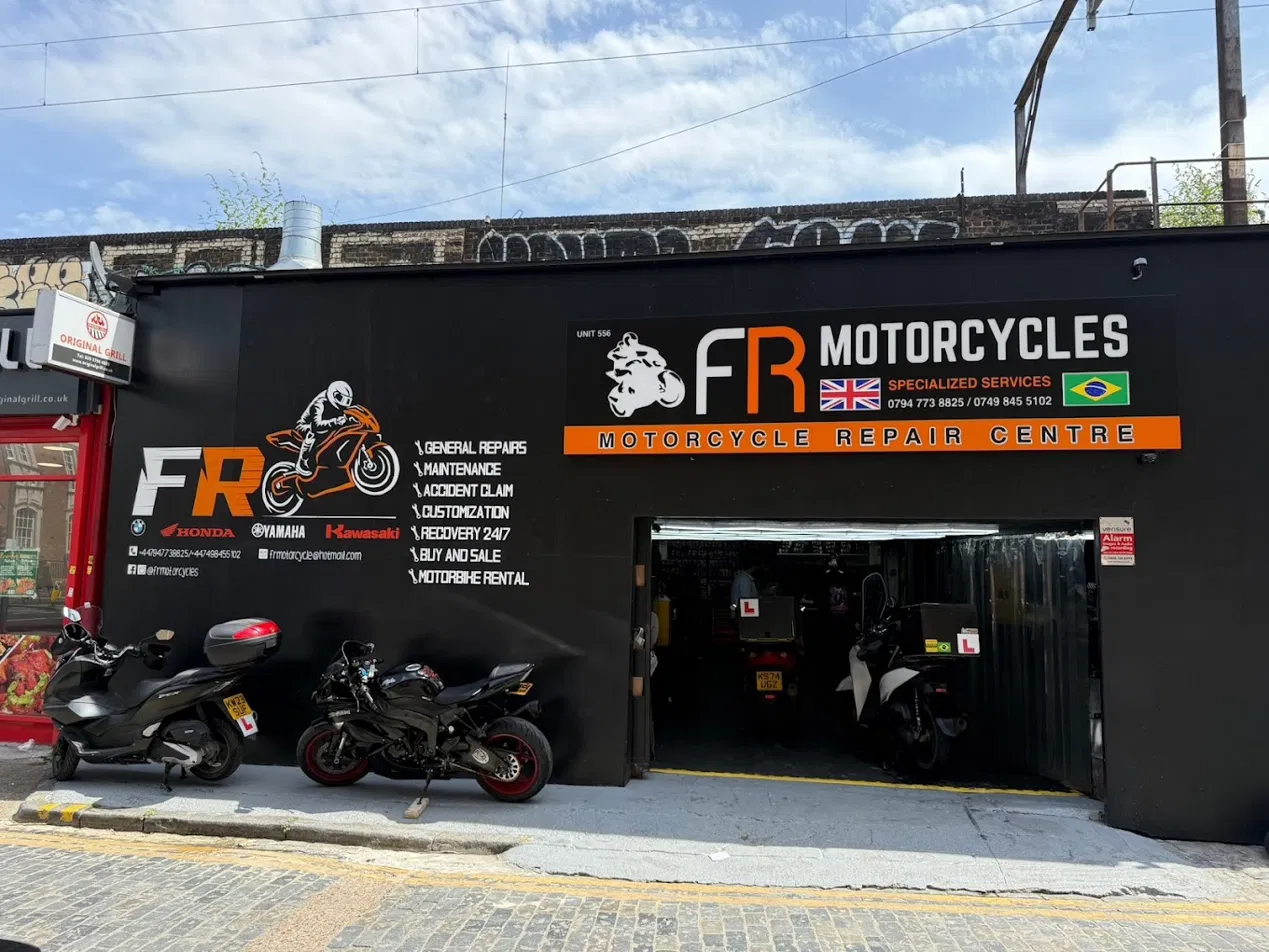 FR Motorcycles shopfront, Arnold Road, Bow