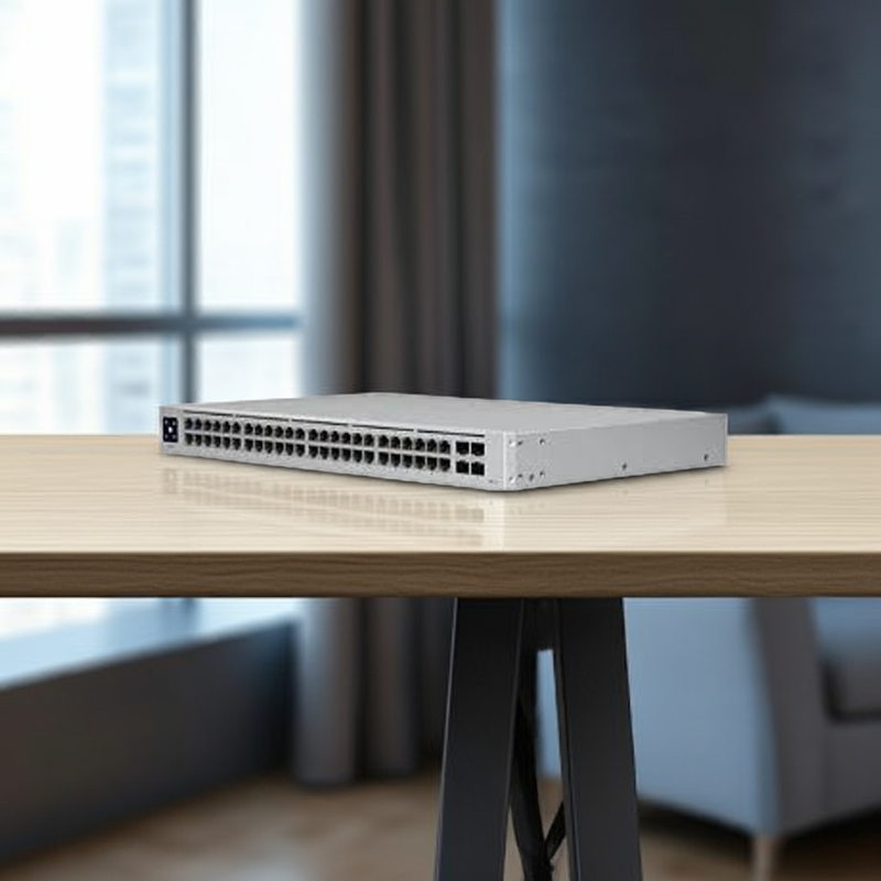 Diagrama de topologia de rede com o switch USW-48-PoE