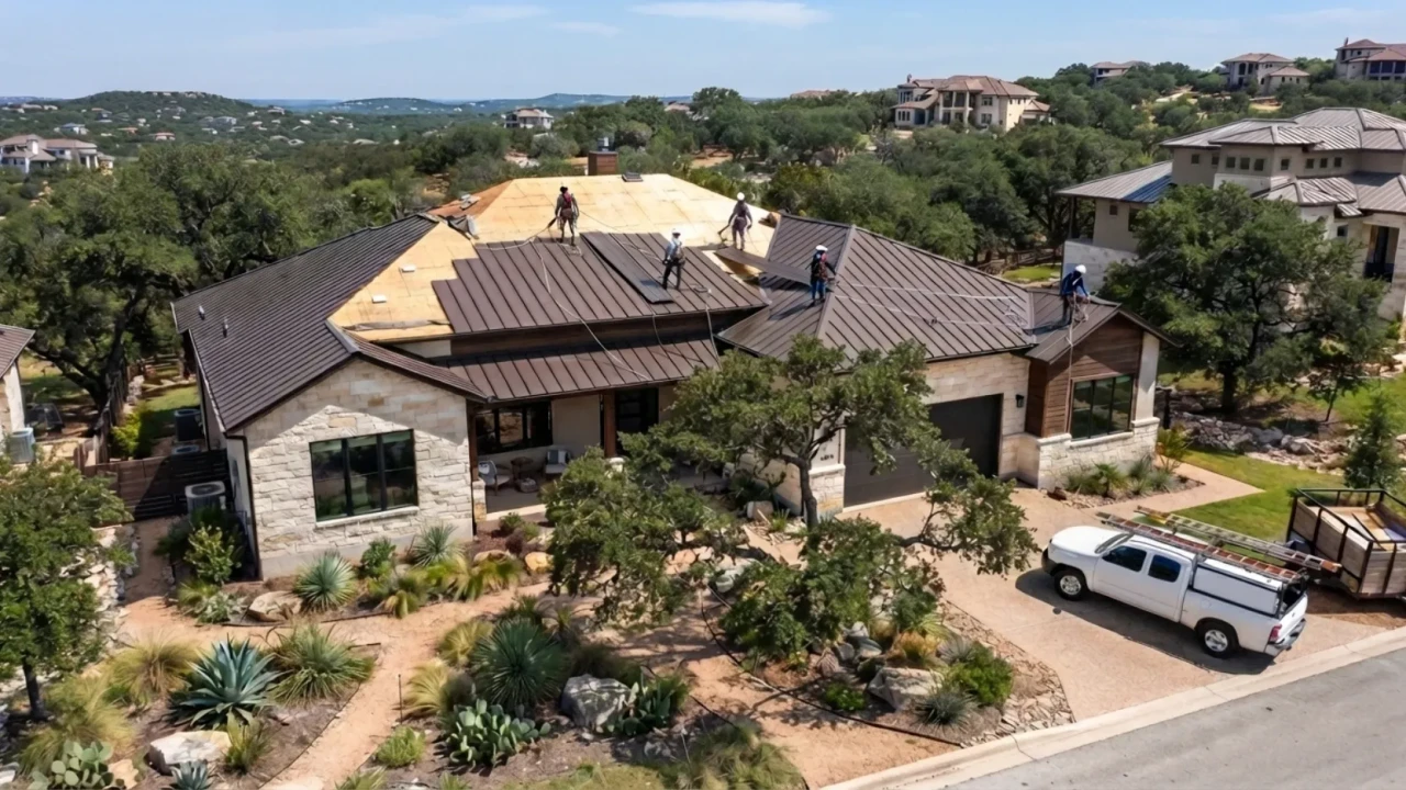 Metal roof installation on residential home San Antonio Texas