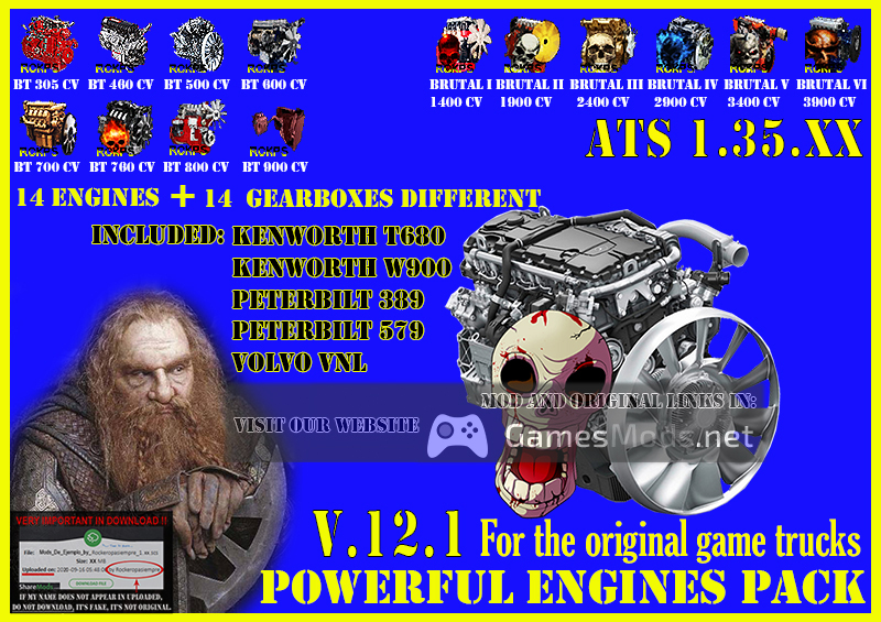Pack Powerful engines + gearboxes V.12.1 for ATS 1.35.XX