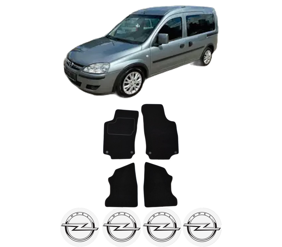 Set Covorase Presuri OPEL COMBO Tour din 2001-2011, Auto, Material Textil Mocheta, 4 Stickere auto cu OPEL