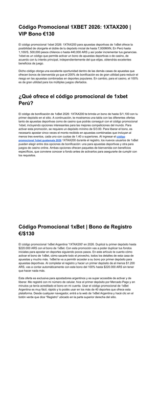 Código promocional de 1x Bet Chile 2026 1XTAX200