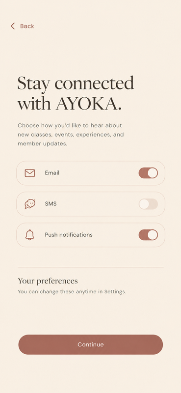AYOKA notifications permission screen