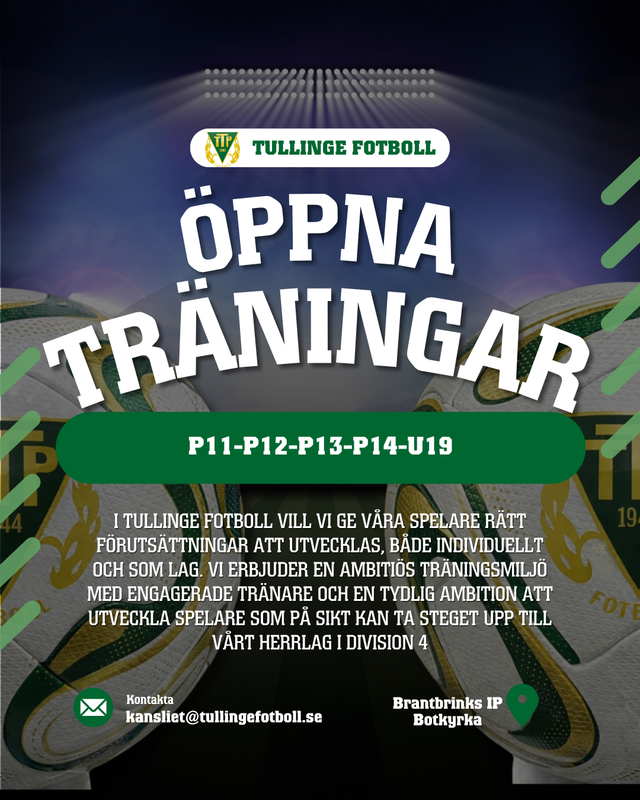 Öppna träningar P11-P12-P13-P14-U19