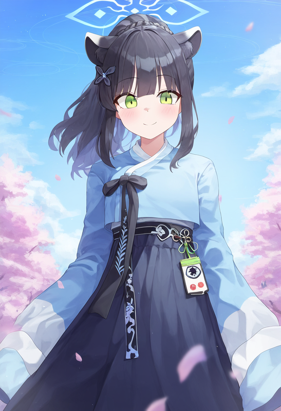 depth of field, 1girl, shun (blue archive), alternate costume, {{{{skyblue hanbo s-2442144303