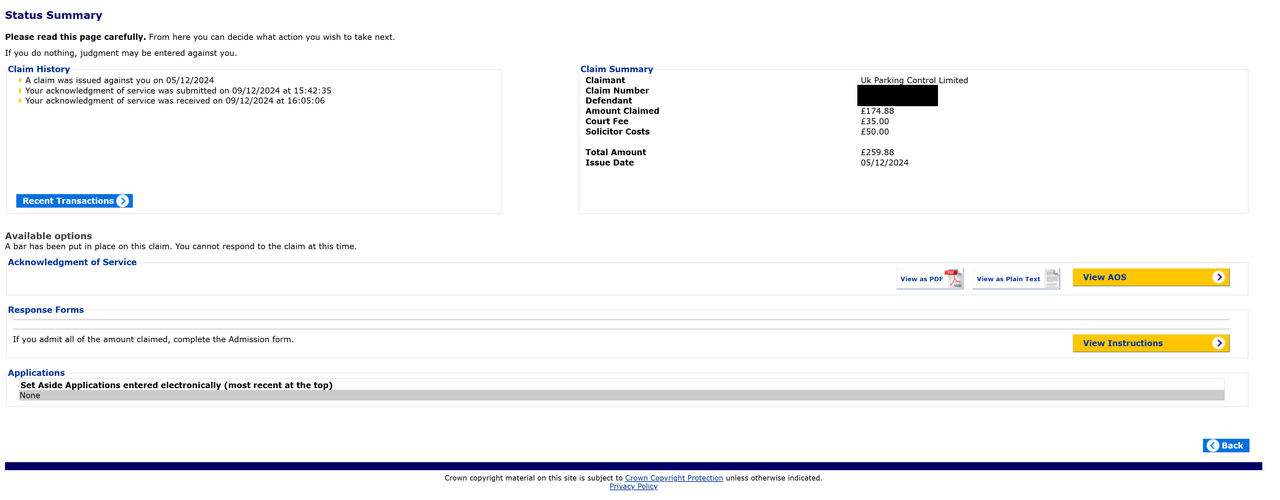 Money Claim Online (MCOL)