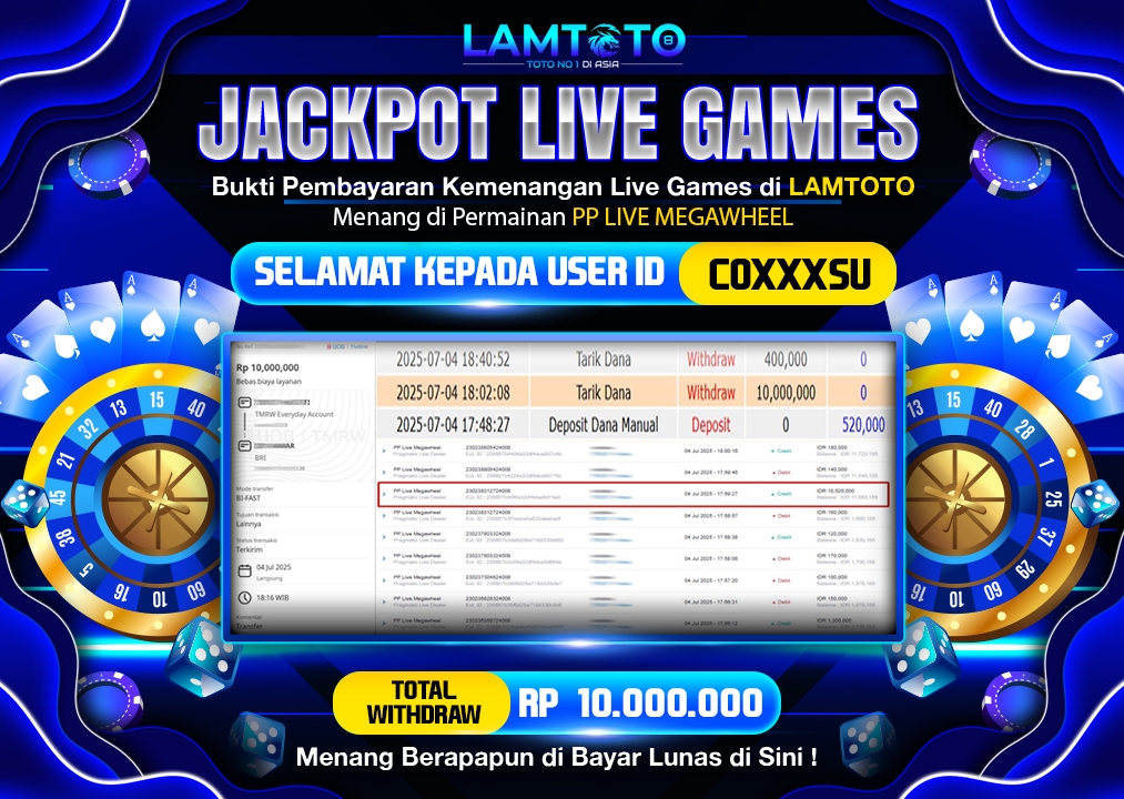BUKTI JACKPOT LUNAS LAMTOTO