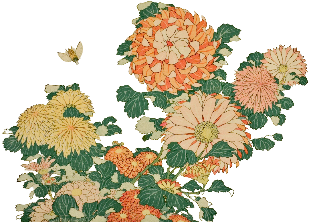 Woodblock Print Flowers 2
