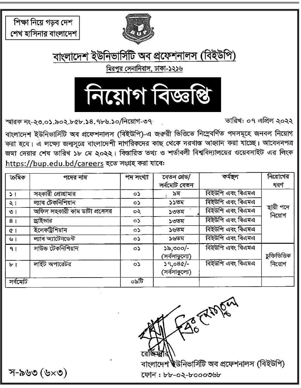 বাংলাদেশ ইউনিভার্সিটি অব প্রফেশনালস বিইউপি নিয়োগ বিজ্ঞপ্তি ২০২২ 3 বাংলাদেশ ইউনিভার্সিটি অব প্রফেশনালস নিয়োগ বিজ্ঞপ্তি ২০২২