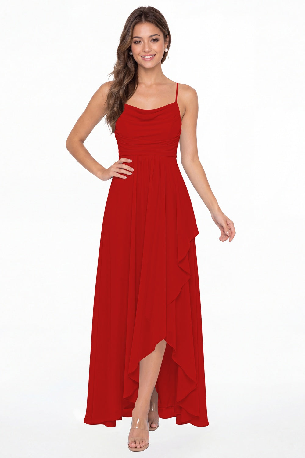 Women's Cowl Neck Bridesmaid Dresses Maxi Gown