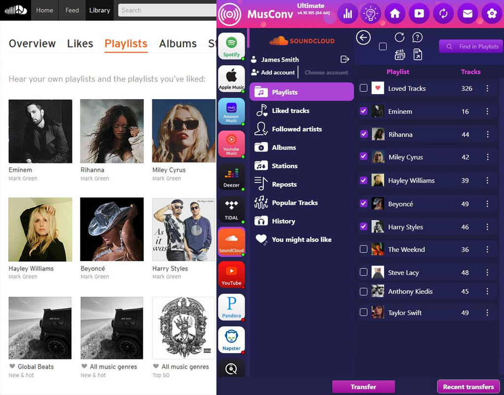 Soundcloud Tunes in the Portable Application