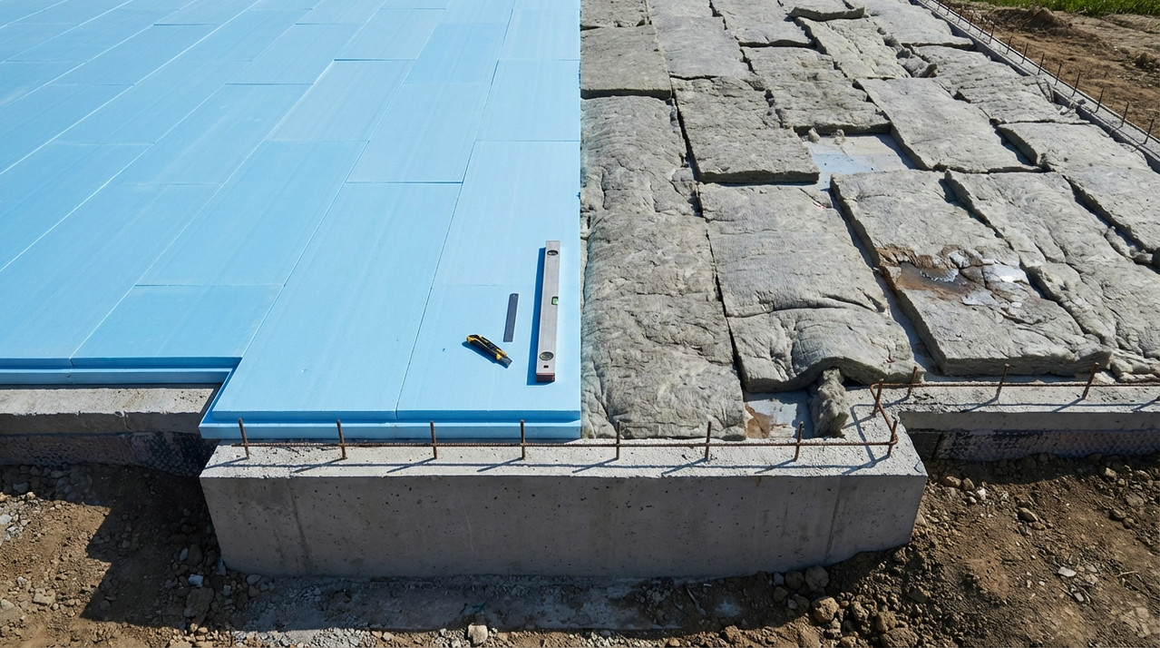 Сравнение укладки XPS и минваты на фундаменте дома