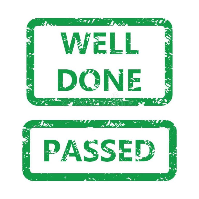 well done passed icon rubber stamp checking exam test vector illustration success