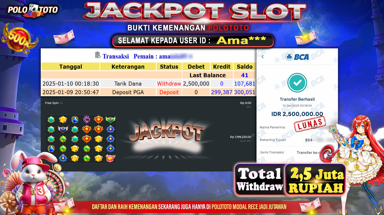POLOTOTO JACKPOT SLOT STARLIGHT PRINCESS 1000 Rp.2,500.000,-