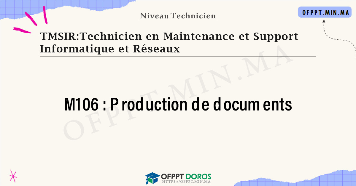 Sommaire détaillé du cours Production de documents M106 OFPPT - Structure du module