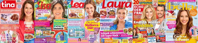 Cover: 6 mal Frauenmagazine No 32 vom 31  Juli 2024