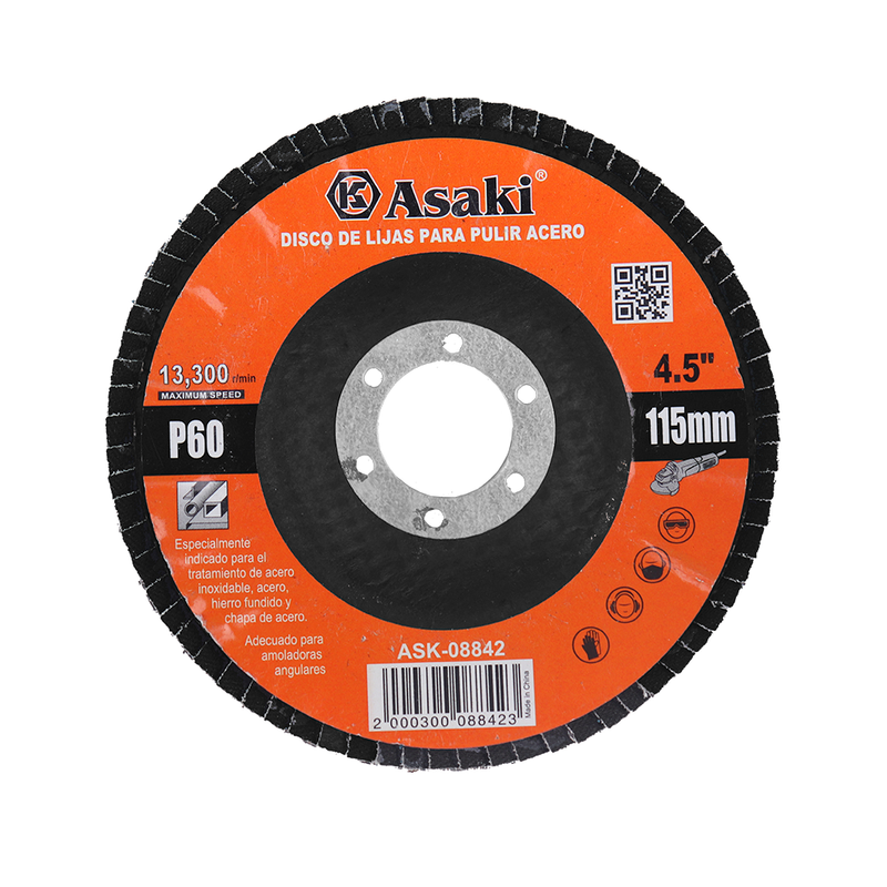 DISCO DE LIJAS PARA PULIR 115 P60 ASAKI