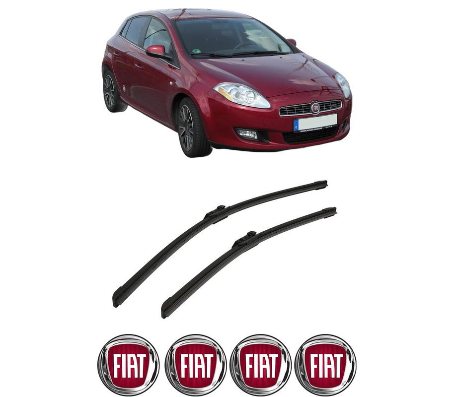Set stergatoare auto FIAT BRAVO II (198_) din 2006-2014, pentru parbriz auto, 2 bucati, Bosch Aerotwin, din cauciuc siliconat rezistent, 4 Stickere Auto FIAT