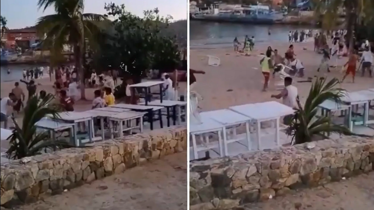¡Pelea campal en Acapulco! Turistas y trabajadores se enfrentan a golpes