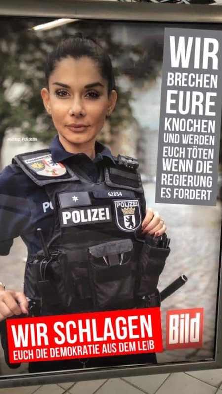 Wir Polizisten spucken auf euch und eure Demokratie und das Grundgesetz!