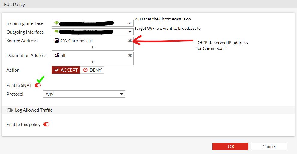 Intra-SSID Blocking Exception for a Chromecast? - Fortinet Community