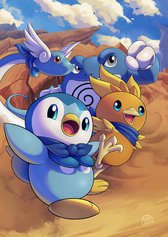 piplup-torchic-dragonair-and-poliwrath-p