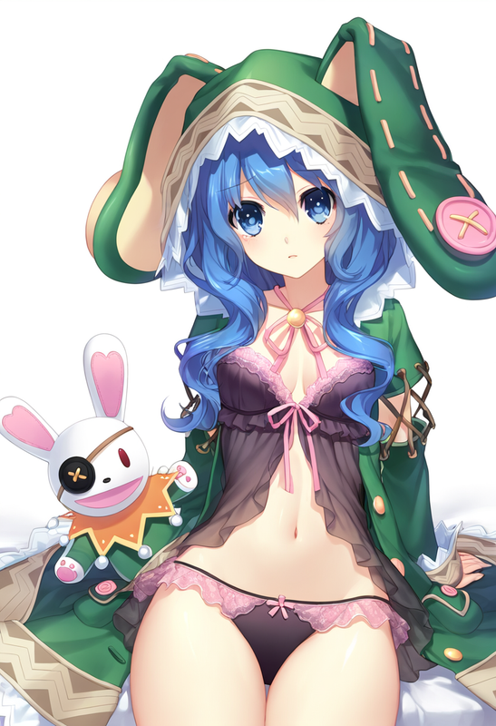 1girl, yoshino (date a live), babydoll,  silver hair, animal hood, black panties s-281278739