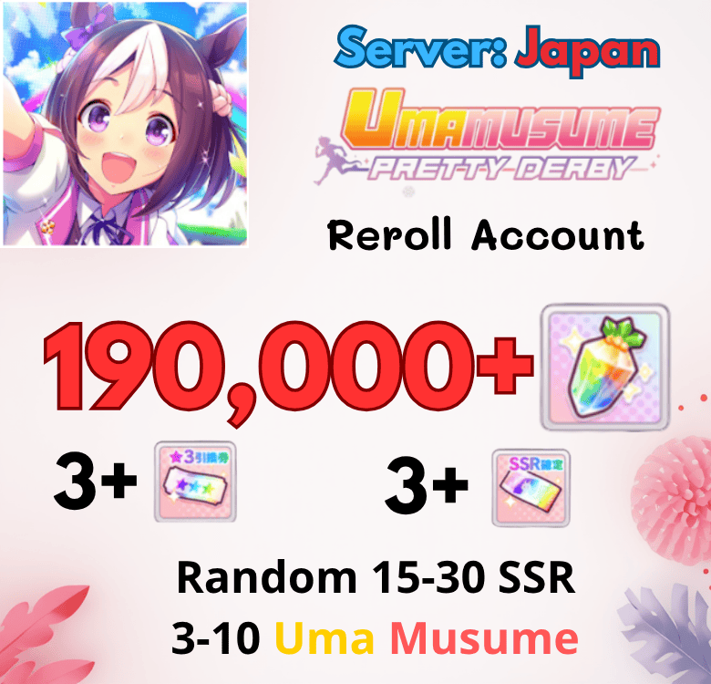 [JP] 190,000+ | Uma Musume Pretty Derby Reroll Account JP Gói 2