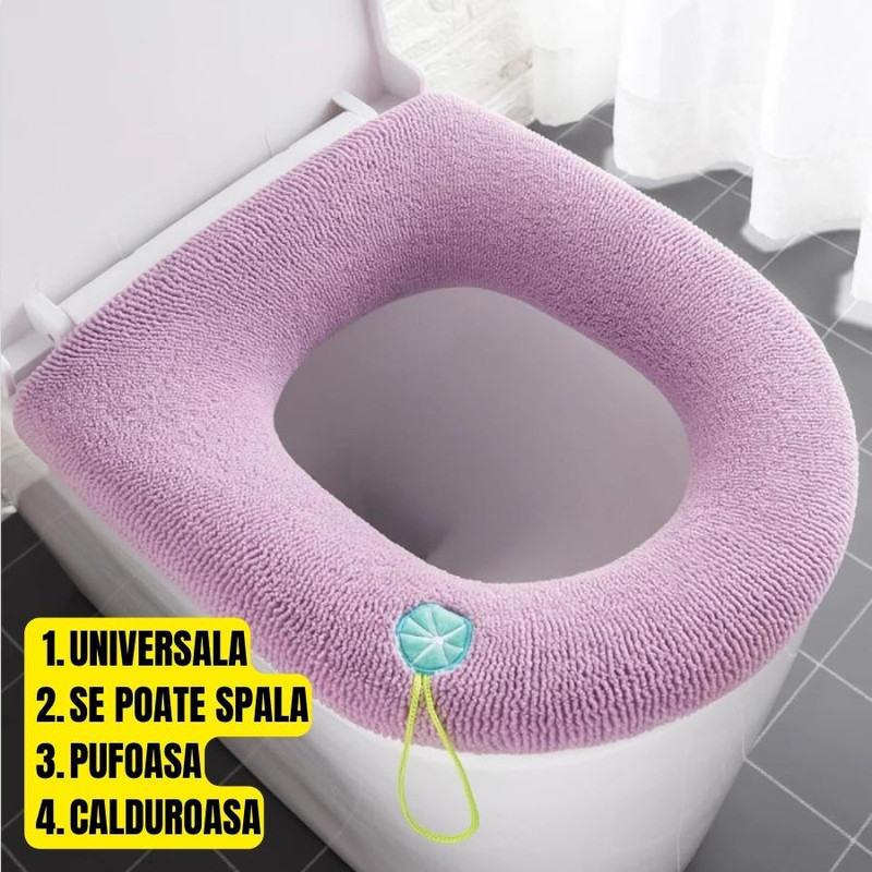 Husa pentru capac WC, Pufoasa, Universala, Roz - eMAG.ro
