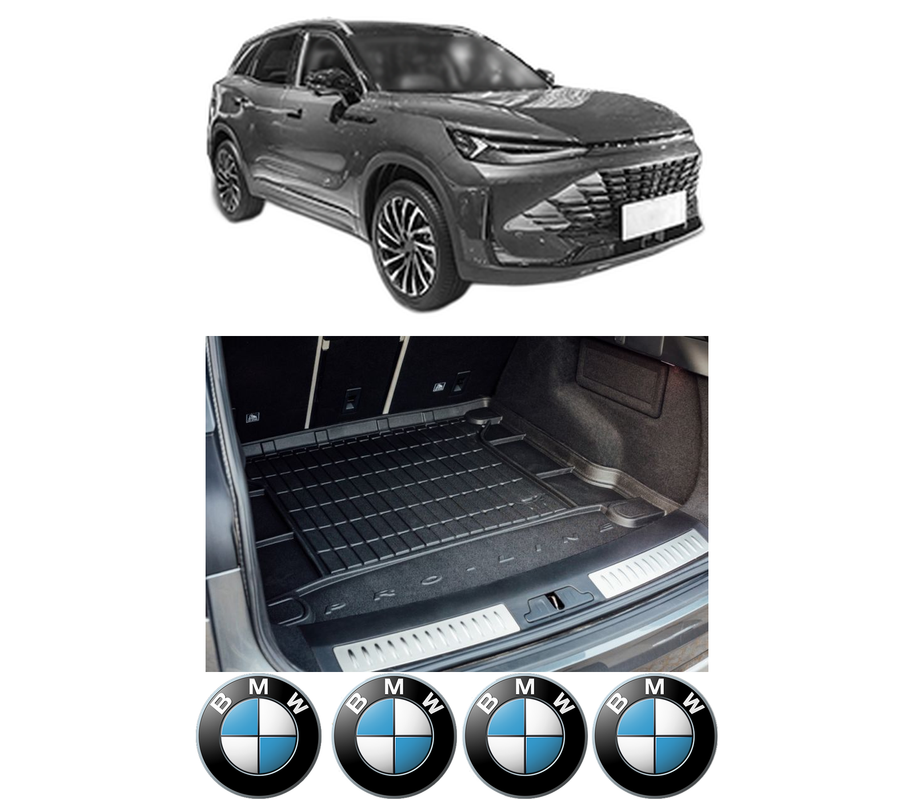 Tavita Portbagaj BMW Seria X7 din 2019-2022, Protectie Portbagaj Auto, 4x Stickere auto cu BMW