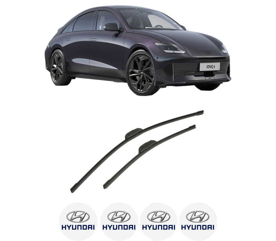 Set stergatoare auto HYUNDAI IONIQ 6 (CE) din 2022-2023, pentru parbriz auto, 2 bucati, Bosch Aerotwin Retrofit, din cauciuc siliconat rezistent, 4 Stickere Auto HYUNDAI