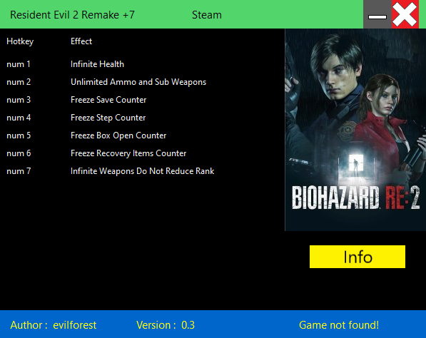 RESIDENT EVIL 2 BIOHAZARD CHEATS TRAINER MODS TRICKS CODES SOFTWARE CHEAT  MOD