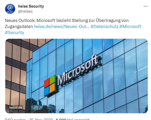 Microsofts Stellungnahme zur neuen Outlook-App