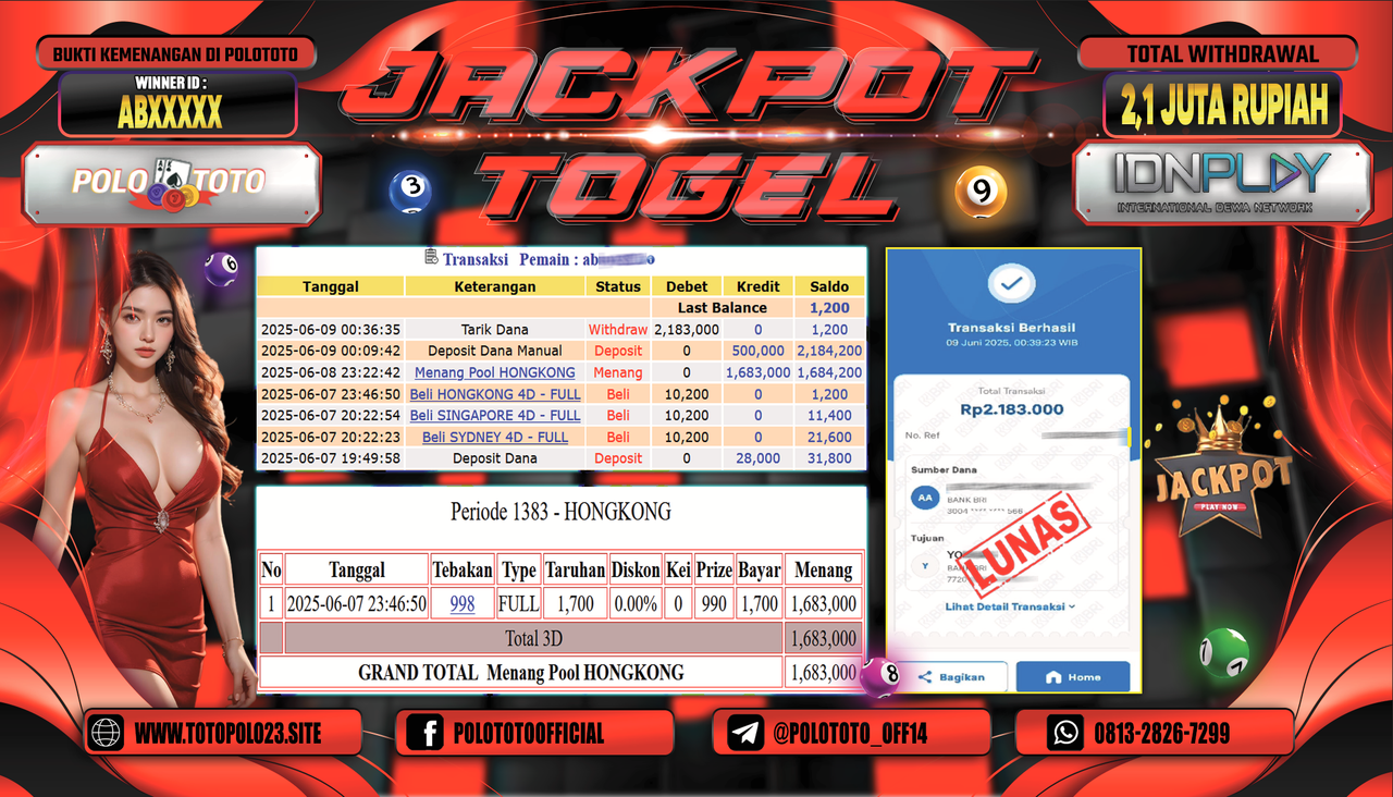 POLOTOTO JACKPOT TOGEL HONGKONG LOTTO Rp.2.183.000,-