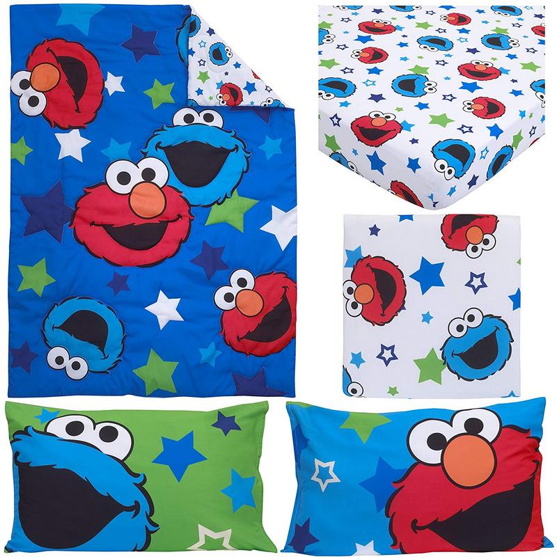 Sesame Street 4pc Toddler Crib Bedding Set Elmo Cookie Monster Awesome