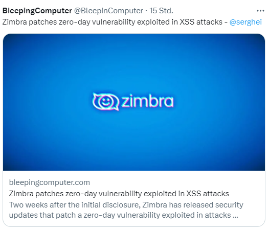 Zimbra CVE-2023-38750