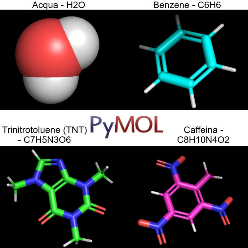 pymol-acqua-benzene-trinitrotoluene-caffeina