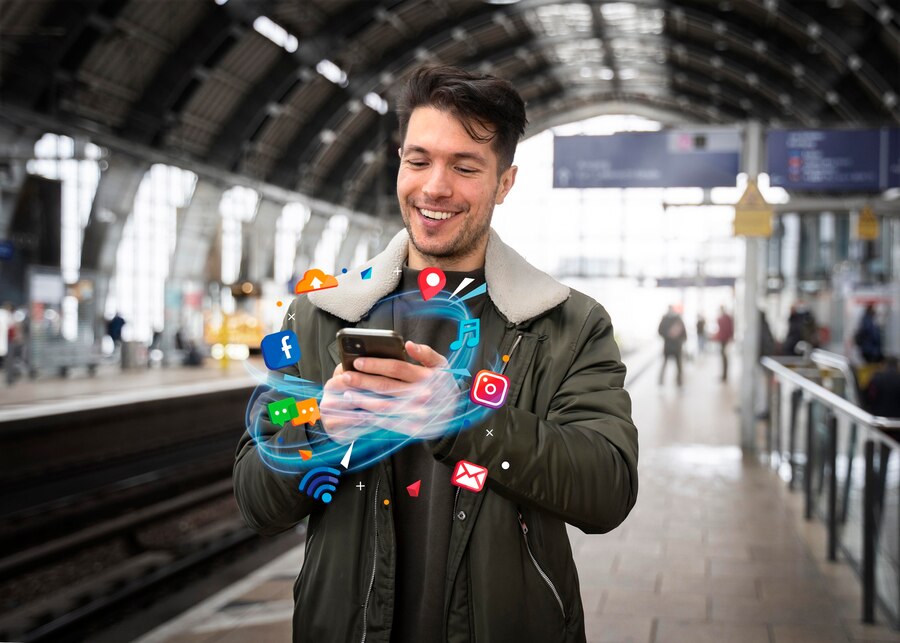 Man holding smartphone
