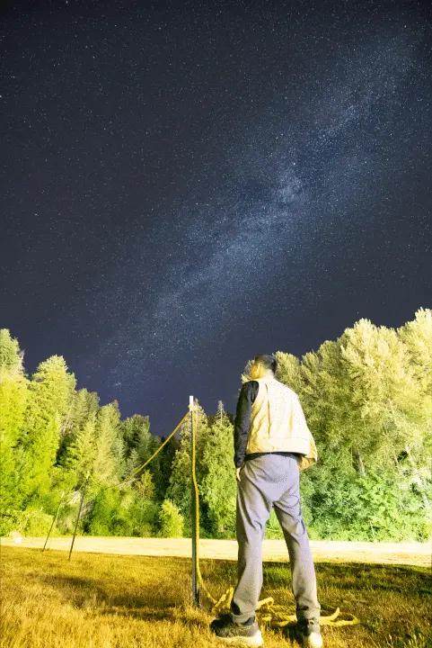 Photographed in Mount Rainier National Park, captured under the majestic Milky Way