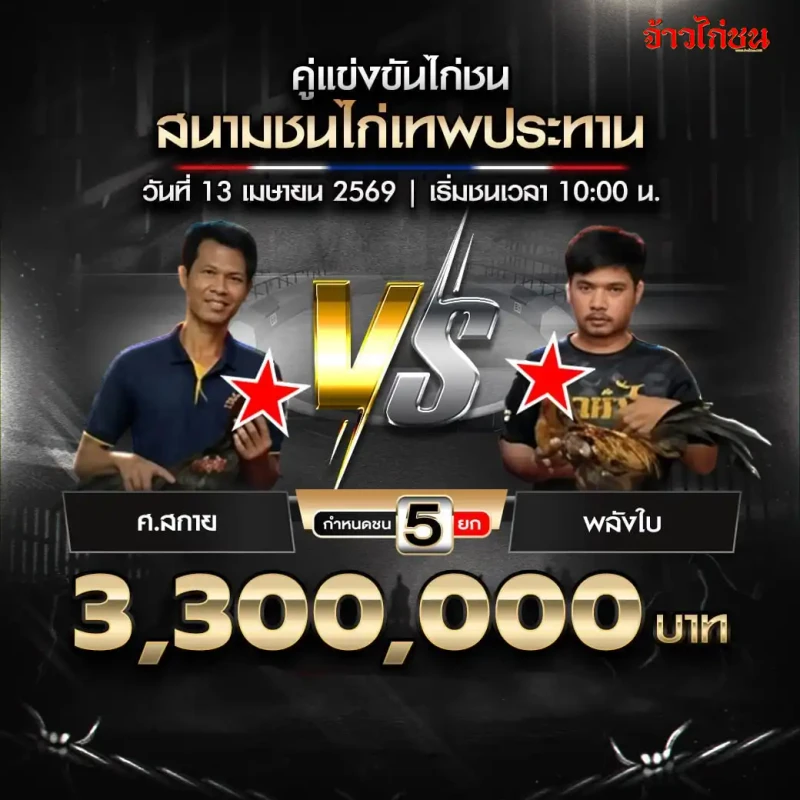 ศ.สกาย พบ พลังใบ สนามชนไก่เทพประทาน